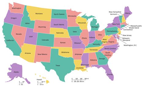 A Map of United States with State Names